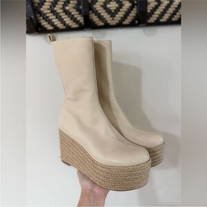 Paloma Barcelo Beige Wedge Boots